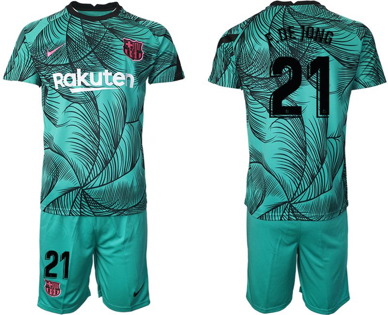 Men 2020-2021 club Barcelona green training suit #21 Soccer Jerseys